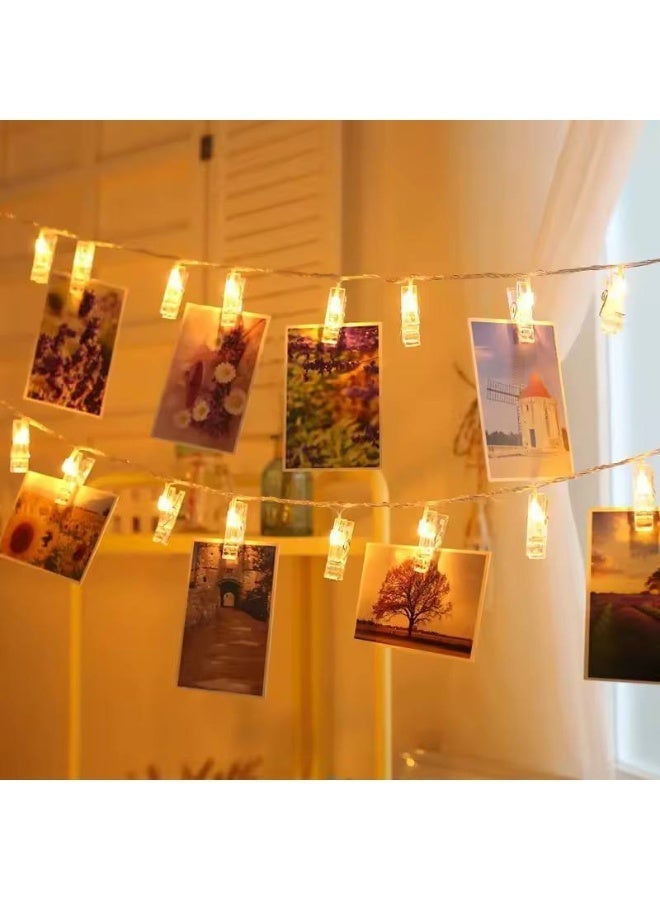 10 LED Photo Peg Clips String Lights Indoor Fairy Lights for Hanging Pictures Cards Ideas - Image 5